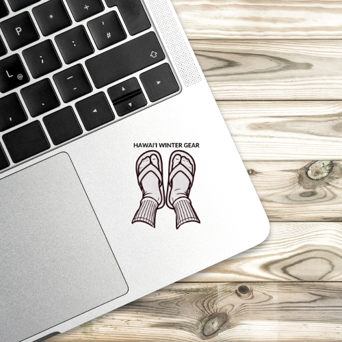 "Hawai'i Winter Gear" sock and slippah stickah