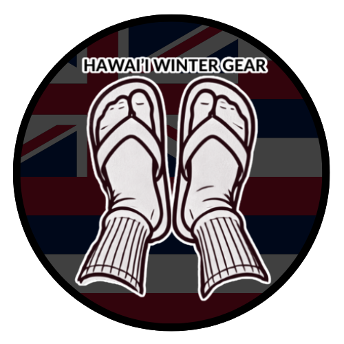 "Hawai'i Winter Gear" sock and slippah stickah