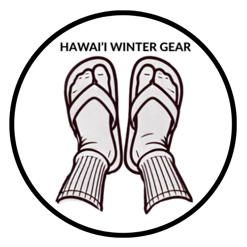 "Hawai'i Winter Gear" sock and slippah stickah